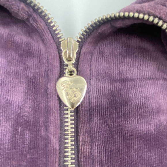 Vintage American Twisted Heart Velour Jacket Y2K Style – dark purple Size M - Picture 4 of 7